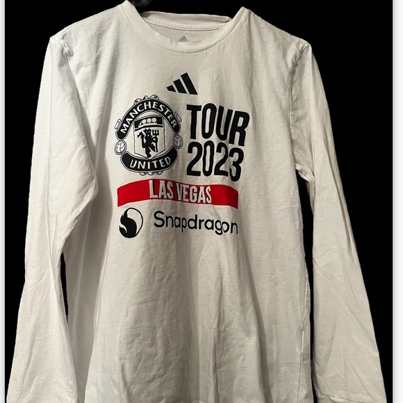 Adidas MANCHESTER UNITED USA TOUR 2023 TEE T-SHIRT Sz M Snapdragon - Picture 2 of 7